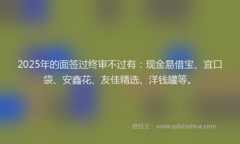 2025年的面签过终审不过有：现金易借宝、宜口袋、安鑫花、友佳精选、洋钱罐等。
