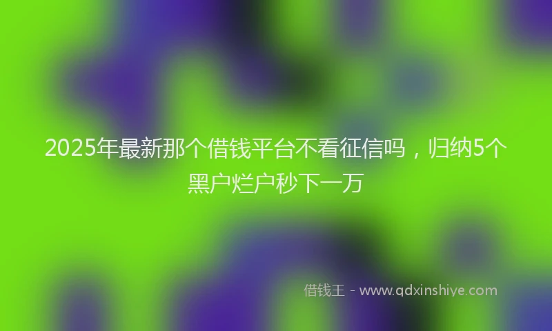 2025年最新那个借钱平台不看征信吗，归纳5个黑户烂户秒下一万
