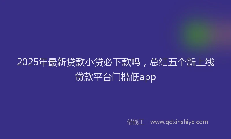 2025年最新贷款小贷必下款吗，总结五个新上线贷款平台门槛低app