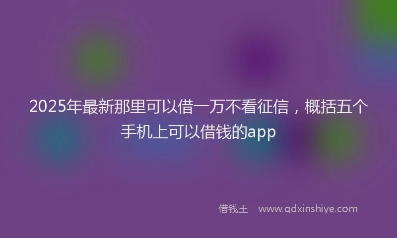 2025年最新那里可以借一万不看征信，概括五个手机上可以借钱的app