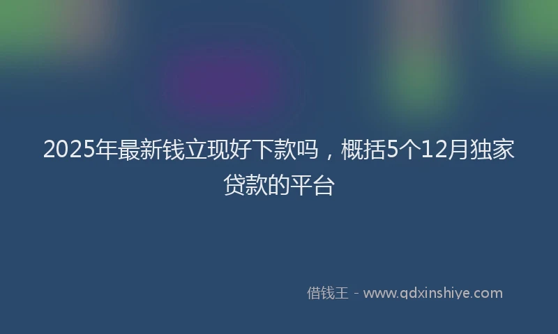 2025年最新钱立现好下款吗，概括5个12月独家贷款的平台