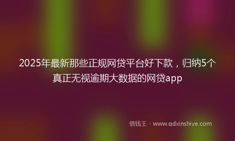 2025年最新那些正规网贷平台好下款，归纳5个真正无视逾期大数据的网贷app