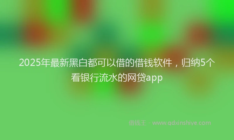 2025年最新黑白都可以借的借钱软件，归纳5个看银行流水的网贷app