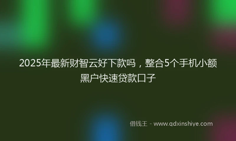 2025年最新财智云好下款吗，整合5个手机小额黑户快速贷款口子