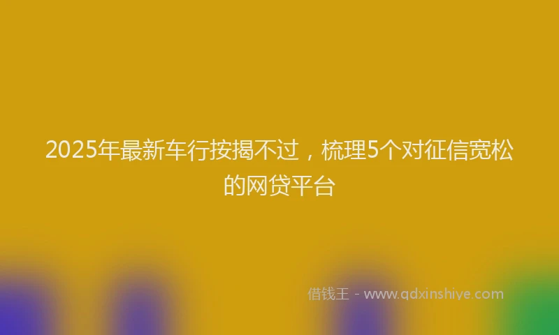 2025年最新车行按揭不过，梳理5个对征信宽松的网贷平台