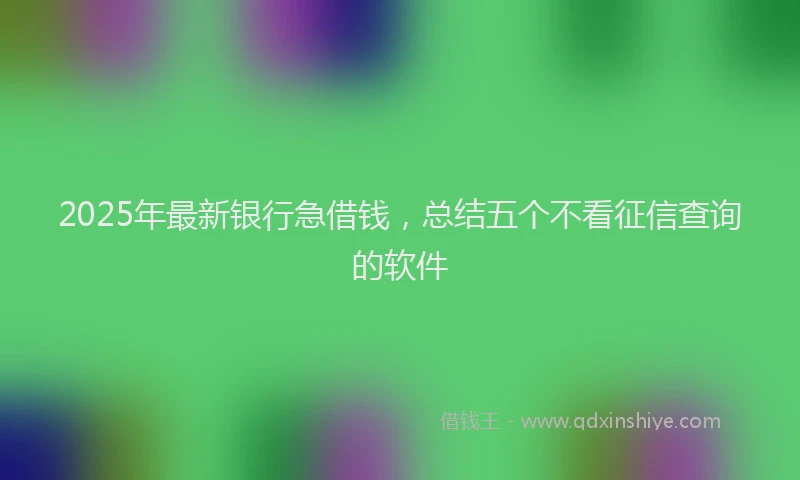 2025年最新银行急借钱，总结五个不看征信查询的软件
