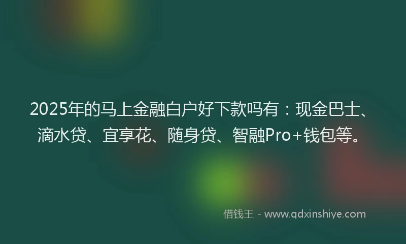 2025年的马上金融白户好下款吗有：现金巴士、滴水贷、宜享花、随身贷、智融Pro+钱包等。