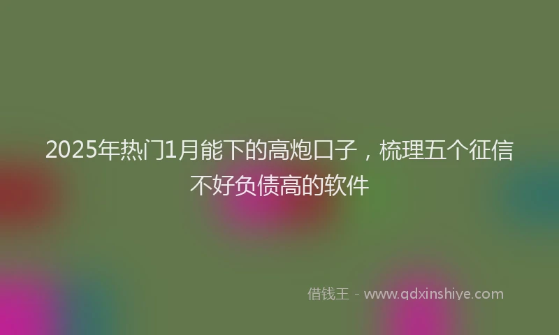 2025年热门1月能下的高炮口子，梳理五个征信不好负债高的软件