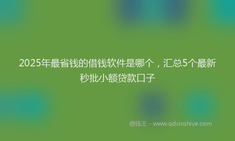2025年最省钱的借钱软件是哪个，汇总5个最新秒批小额贷款口子