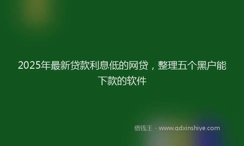 2025年最新贷款利息低的网贷，整理五个黑户能下款的软件
