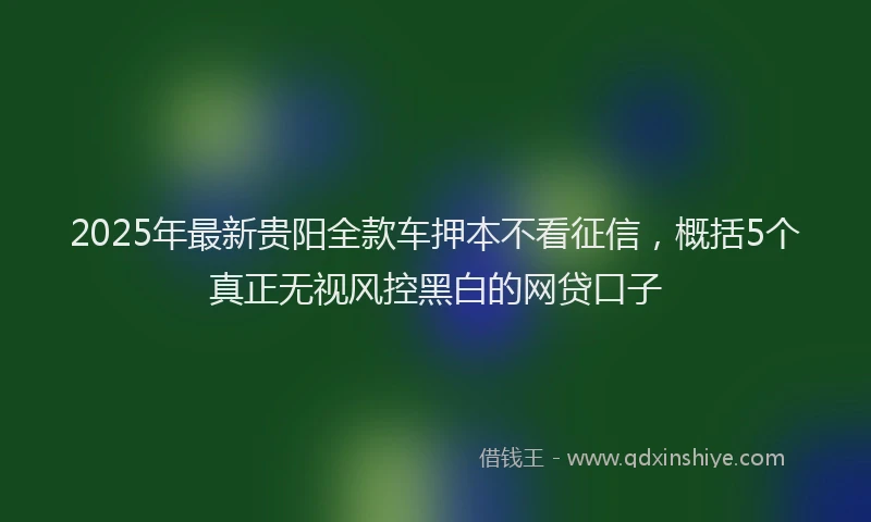 2025年最新贵阳全款车押本不看征信，概括5个真正无视风控黑白的网贷口子