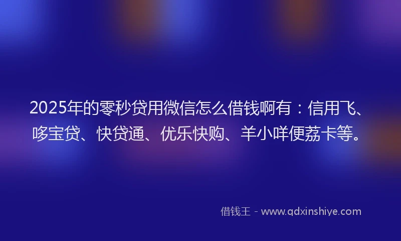 2025年的零秒贷用微信怎么借钱啊有：信用飞、哆宝贷、快贷通、优乐快购、羊小咩便荔卡等。