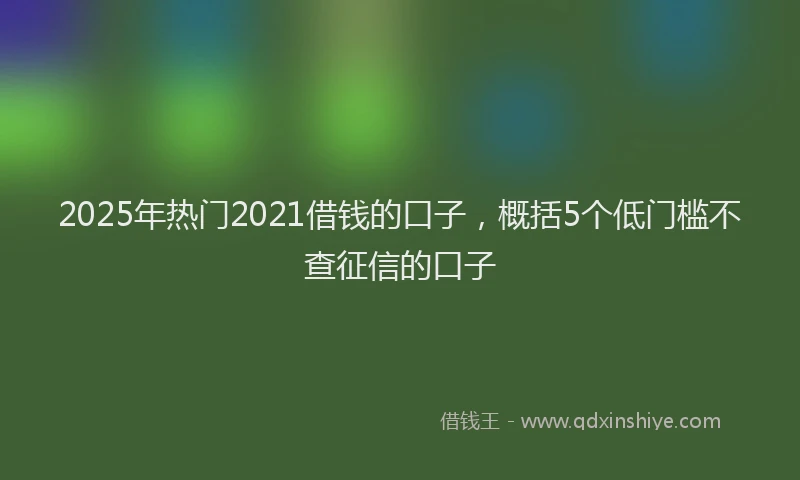 2025年热门2021借钱的口子，概括5个低门槛不查征信的口子