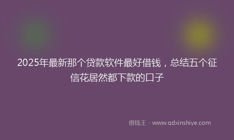 2025年最新那个贷款软件最好借钱，总结五个征信花居然都下款的口子
