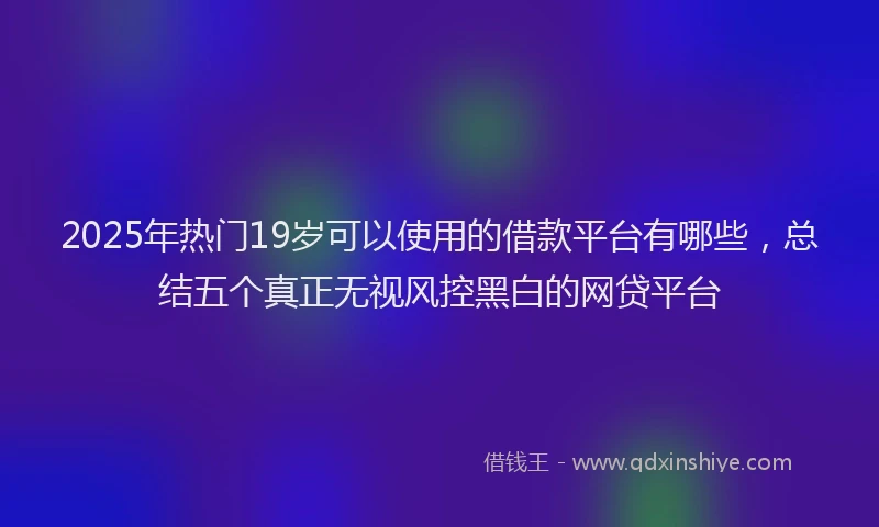 2025年热门19岁可以使用的借款平台有哪些，总结五个真正无视风控黑白的网贷平台