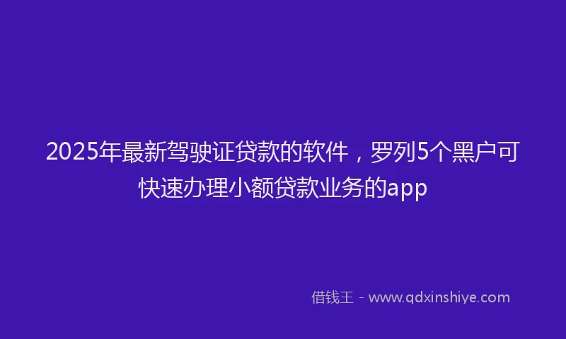 2025年最新驾驶证贷款的软件，罗列5个黑户可快速办理小额贷款业务的app