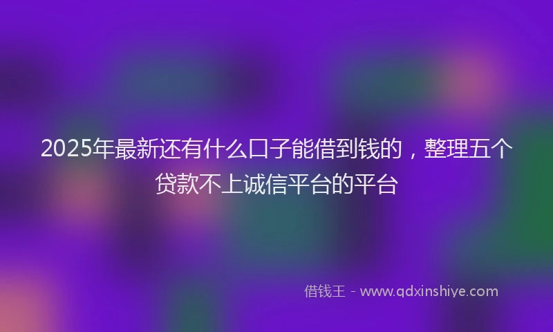 2025年最新还有什么口子能借到钱的，整理五个贷款不上诚信平台的平台