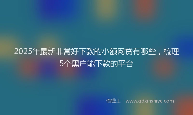 2025年最新非常好下款的小额网贷有哪些，梳理5个黑户能下款的平台