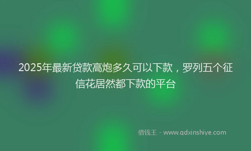 2025年最新贷款高炮多久可以下款，罗列五个征信花居然都下款的平台