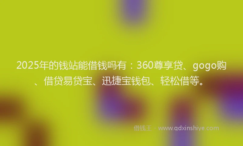 2025年的钱站能借钱吗有：360尊享贷、gogo购、借贷易贷宝、迅捷宝钱包、轻松借等。