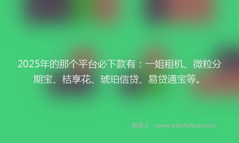2025年的那个平台必下款有：一姐租机、微粒分期宝、桔享花、琥珀信贷、易贷通宝等。