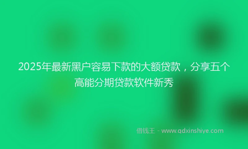 2025年最新黑户容易下款的大额贷款，分享五个高能分期贷款软件新秀
