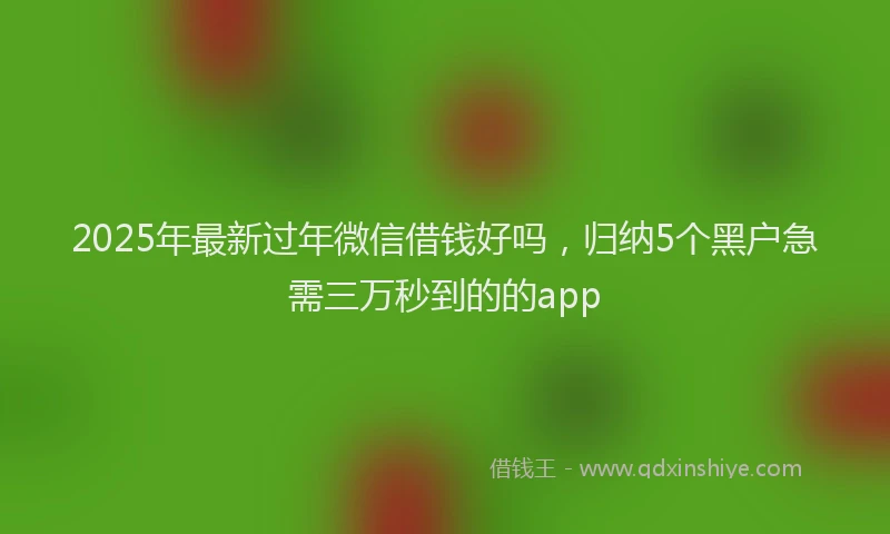 2025年最新过年微信借钱好吗，归纳5个黑户急需三万秒到的的app
