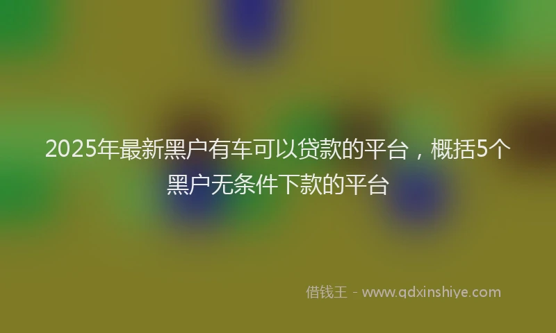 2025年最新黑户有车可以贷款的平台，概括5个黑户无条件下款的平台