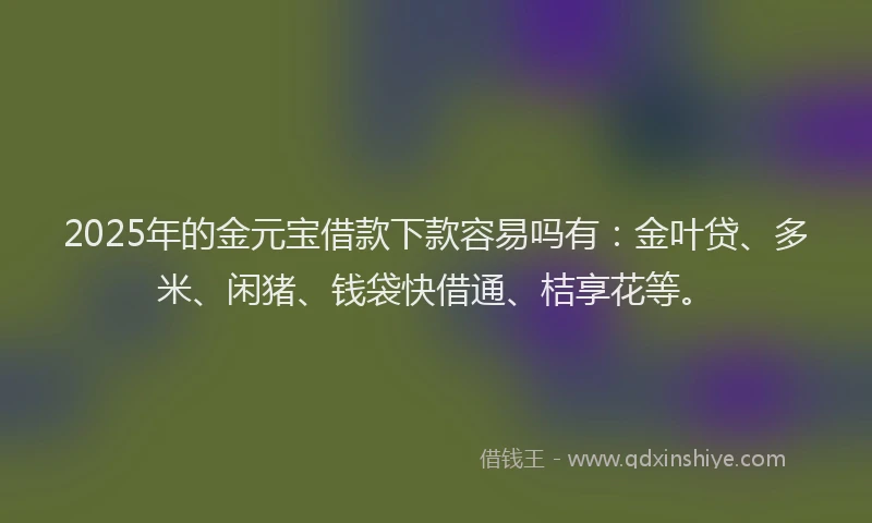 2025年的金元宝借款下款容易吗有：金叶贷、多米、闲猪、钱袋快借通、桔享花等。