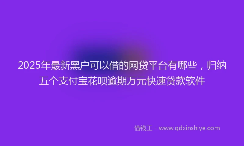 2025年最新黑户可以借的网贷平台有哪些，归纳五个支付宝花呗逾期万元快速贷款软件