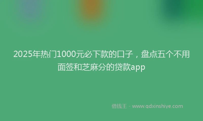 2025年热门1000元必下款的口子，盘点五个不用面签和芝麻分的贷款app