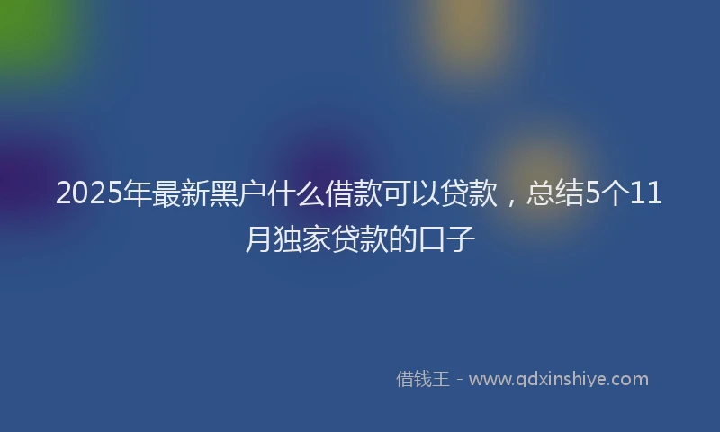 2025年最新黑户什么借款可以贷款，总结5个11月独家贷款的口子