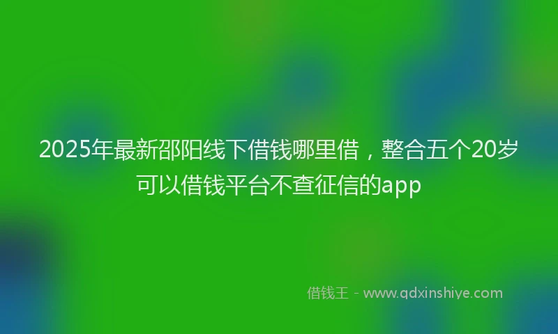 2025年最新邵阳线下借钱哪里借，整合五个20岁可以借钱平台不查征信的app