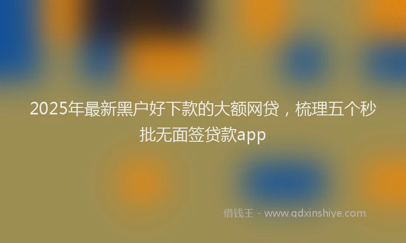 2025年最新黑户好下款的大额网贷，梳理五个秒批无面签贷款app