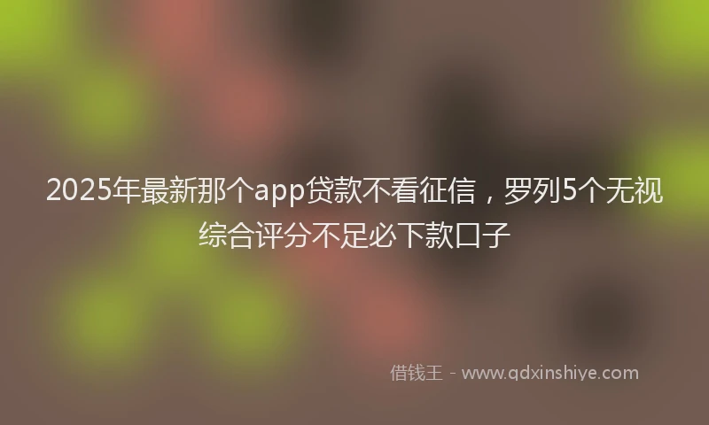 2025年最新那个app贷款不看征信，罗列5个无视综合评分不足必下款口子
