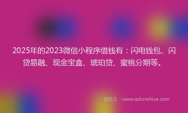 2025年的2023微信小程序借钱有：闪电钱包、闪贷易融、现金宝盒、琥珀贷、蜜桃分期等。