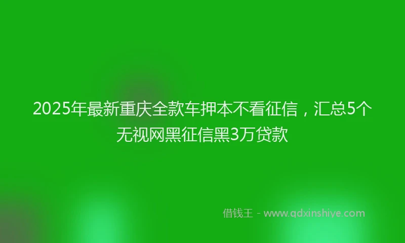 2025年最新重庆全款车押本不看征信，汇总5个无视网黑征信黑3万贷款