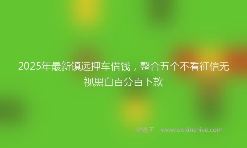 2025年最新镇远押车借钱，整合五个不看征信无视黑白百分百下款