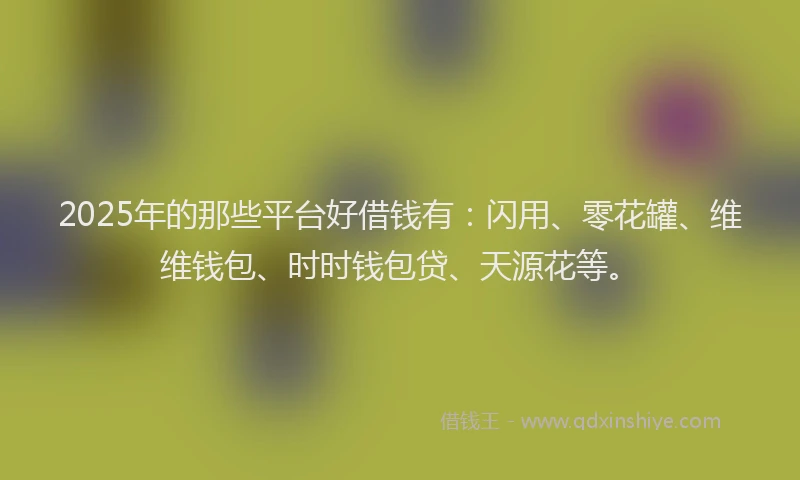 2025年的那些平台好借钱有：闪用、零花罐、维维钱包、时时钱包贷、天源花等。
