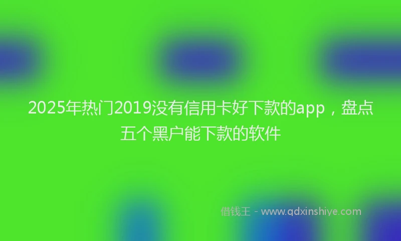 2025年热门2019没有信用卡好下款的app，盘点五个黑户能下款的软件