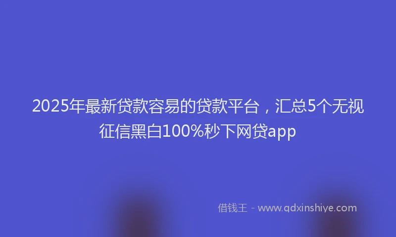 2025年最新贷款容易的贷款平台，汇总5个无视征信黑白100%秒下网贷app