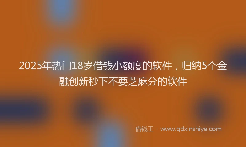 2025年热门18岁借钱小额度的软件，归纳5个金融创新秒下不要芝麻分的软件