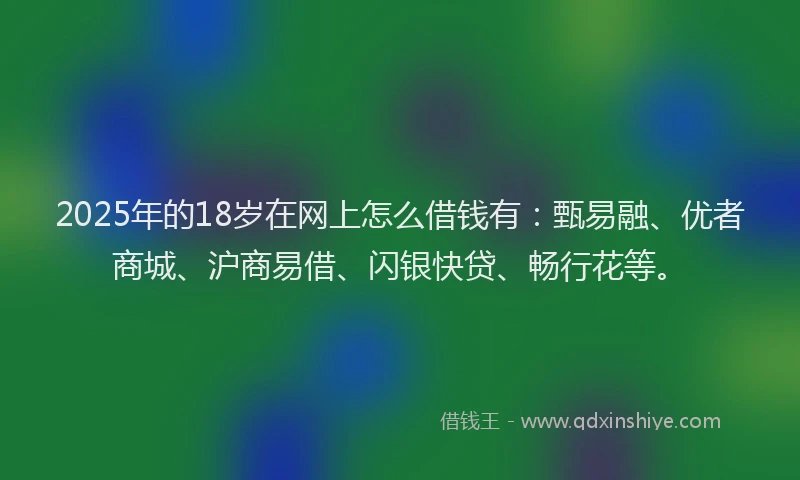 2025年的18岁在网上怎么借钱有：甄易融、优者商城、沪商易借、闪银快贷、畅行花等。