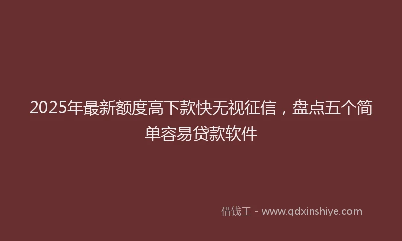 2025年最新额度高下款快无视征信，盘点五个简单容易贷款软件
