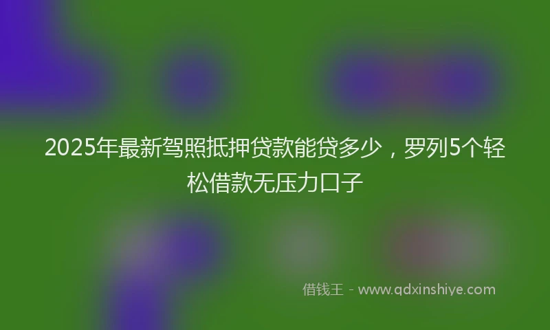 2025年最新驾照抵押贷款能贷多少，罗列5个轻松借款无压力口子