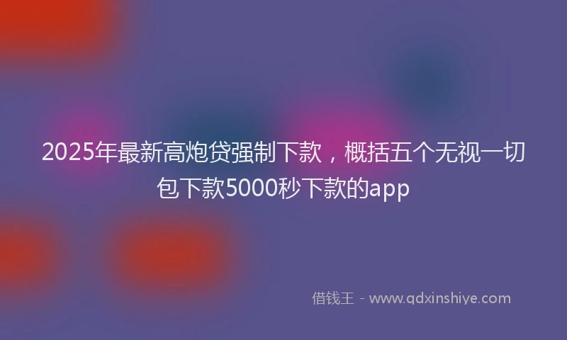 2025年最新高炮贷强制下款，概括五个无视一切包下款5000秒下款的app