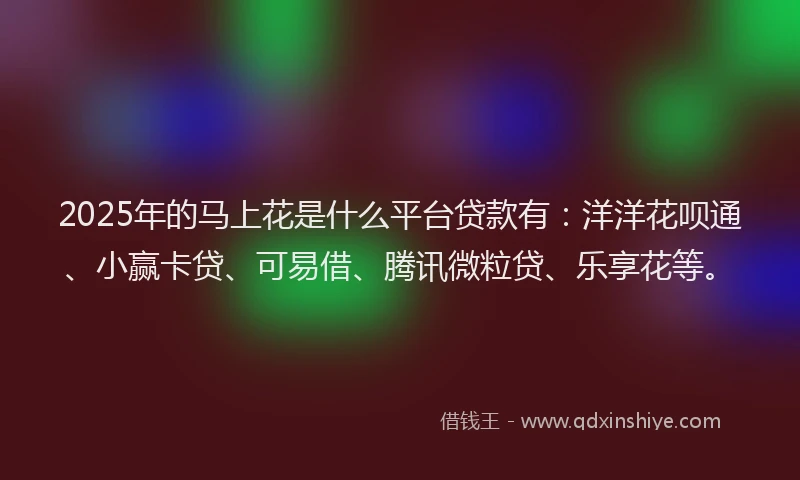 2025年的马上花是什么平台贷款有：洋洋花呗通、小赢卡贷、可易借、腾讯微粒贷、乐享花等。