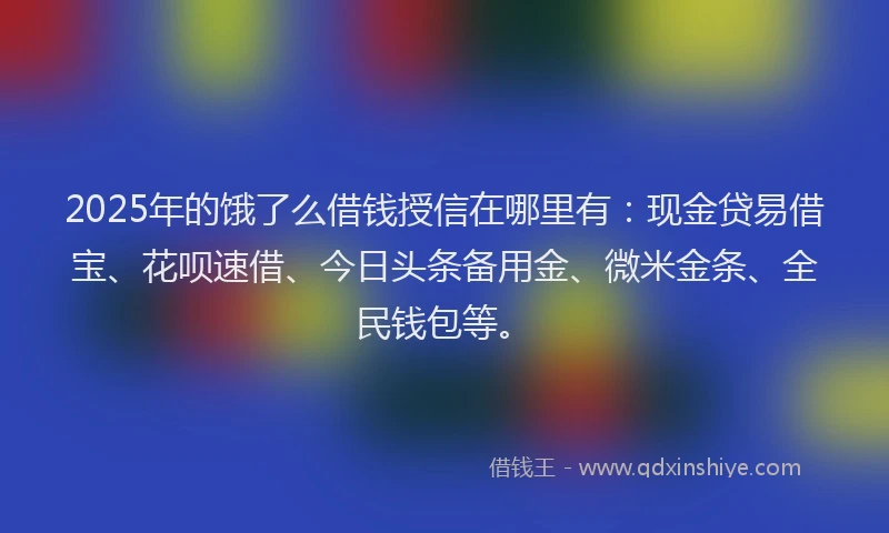 2025年的饿了么借钱授信在哪里有：现金贷易借宝、花呗速借、今日头条备用金、微米金条、全民钱包等。
