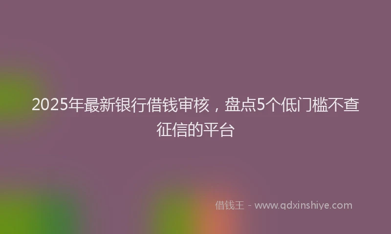 2025年最新银行借钱审核，盘点5个低门槛不查征信的平台