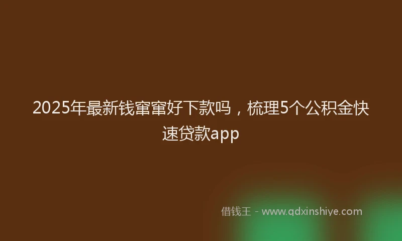 2025年最新钱窜窜好下款吗，梳理5个公积金快速贷款app